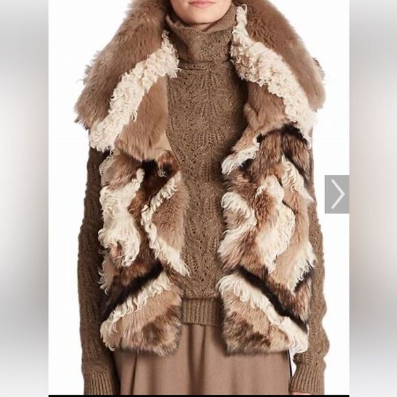 Ralph Lauren Collection ~ Fall 15 Geometric Multi Patchwork Lamb Shearling Vest - Picture 11 of 17